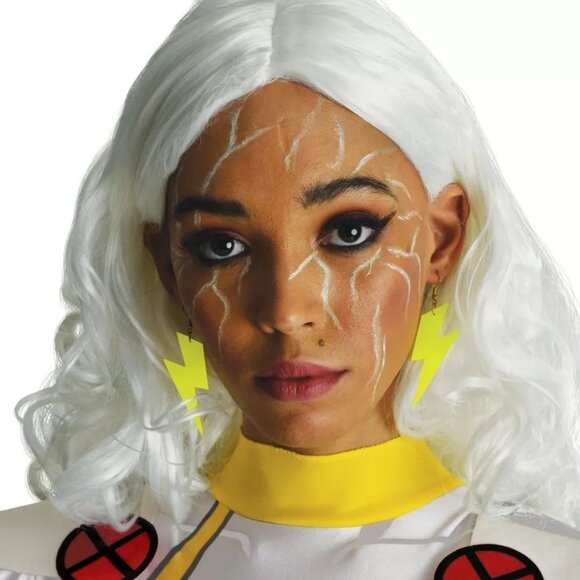 X-Men '97 Adult Storm Costume Marvel Catsuit Cape Glow in Dark Earrings 2024 LG - Picture 4 of 5